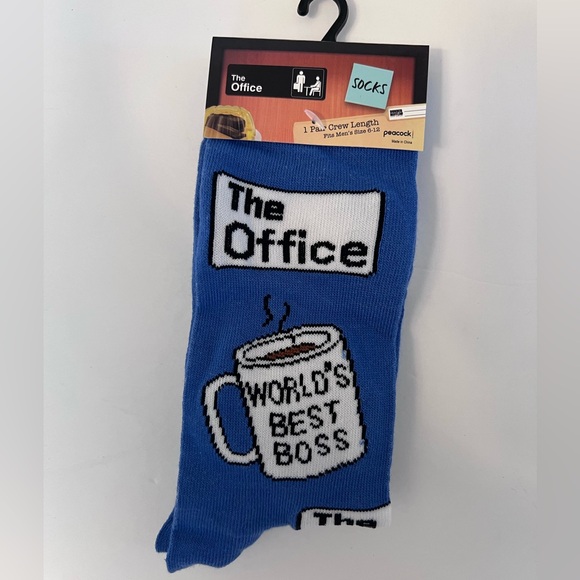 Unisex Adult The Office Socks, Worlds best  boss Blue NEW - Picture 1 of 6